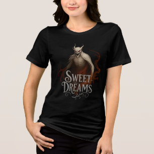 Creepy Demon Ghost with "Sweet Dreams" Text Tri-Blend Shirt