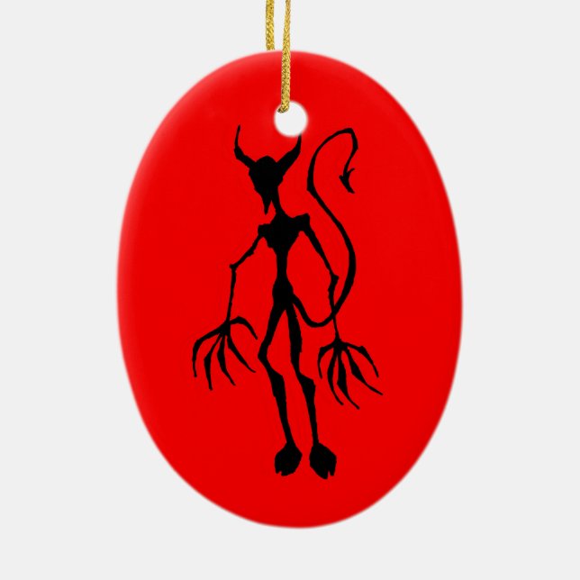 Creepy Devil Strichmännchen Keramikornament (Hinten)
