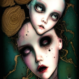 Creepy Doll Heads Horror Art Kissen