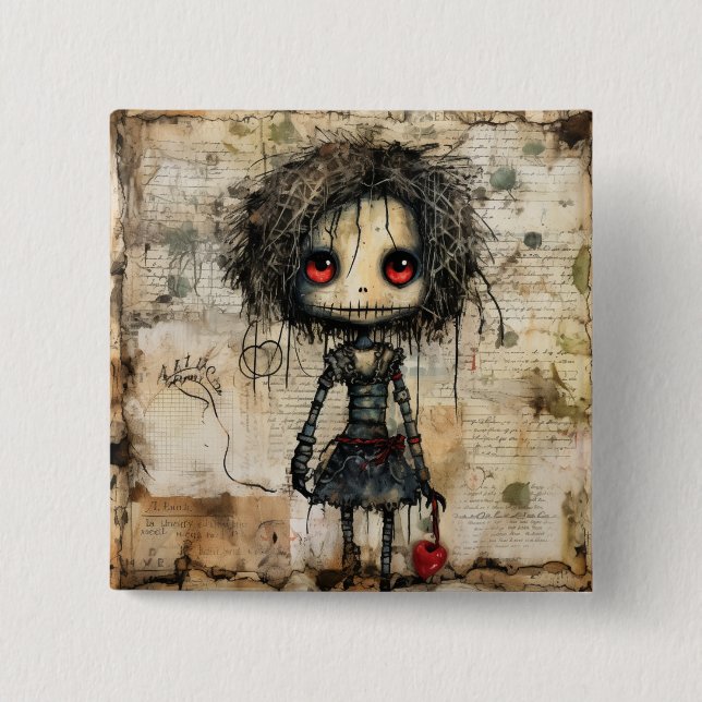 Creepy Doll mit Herz Button (Vorderseite)