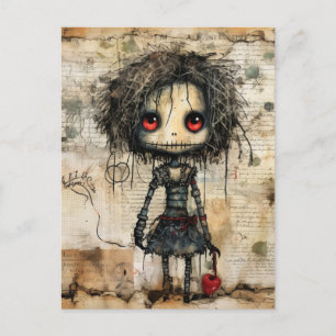 Creepy Doll mit Herz Postkarte