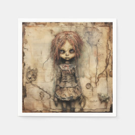 Creepy Doll mit rosa Bow Serviette