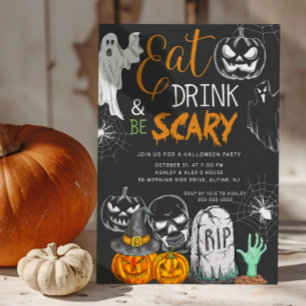 Creepy Eat Drink & Be Beängstigend Halloween Einladung