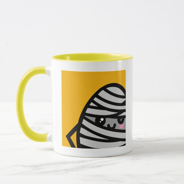 Creepy Egg Mummy - Halloween | Name hinzufügen Tasse (Links)