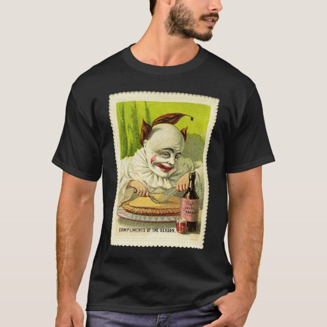 Creepy Evil Victorian Clown Christmas Greeting T-Shirt (Vorderseite)