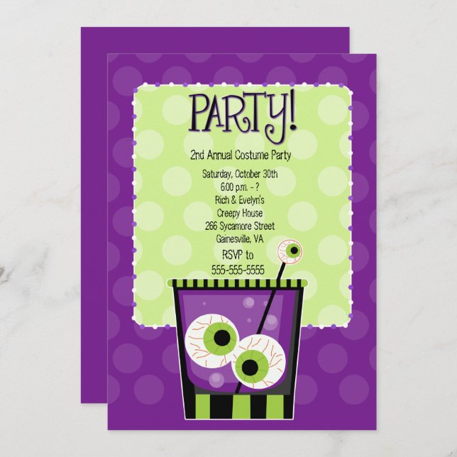 Creepy Eye Cocktail Adult Kostüm Party Einladung (Vorne/Hinten)