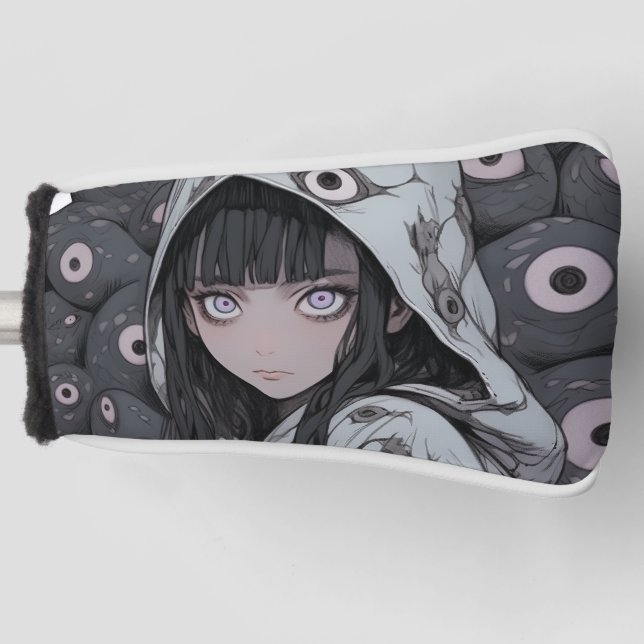 Creepy Eye Horror Anime Girl Golf Headcover (Vorderseite)