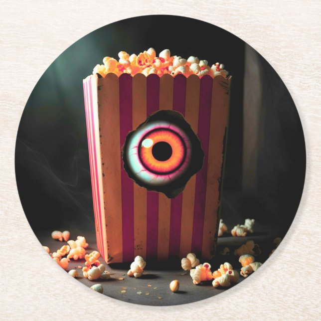 Creepy Eyeball in Popcorn Untersetzer (Vorderseite)