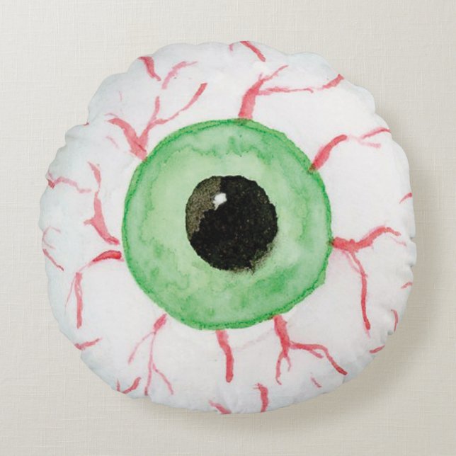 Creepy Eyeball Rundes Kissen (Vorderseite)