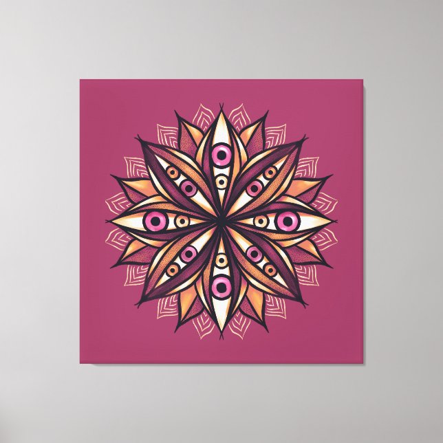 Creepy Eyes Psychedelic Blume Trippy Art Leinwanddruck (Vorderseite)