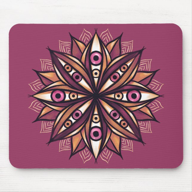 Creepy Eyes Psychedelic Blume Trippy Art Mousepad (Vorne)