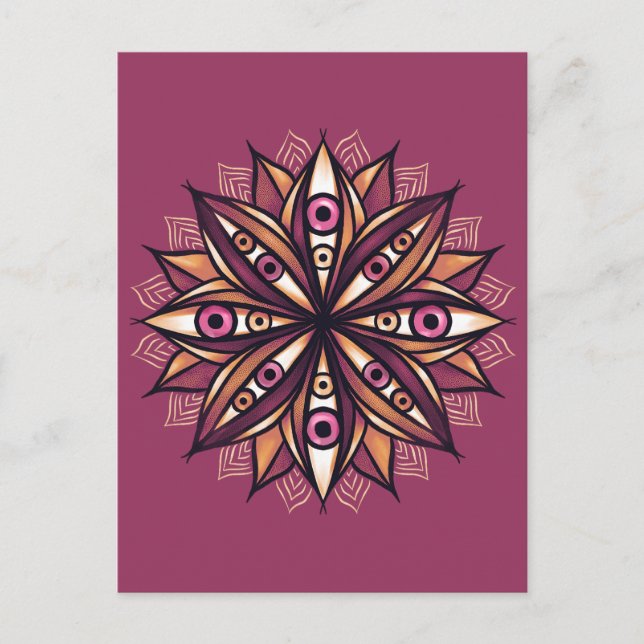 Creepy Eyes Psychedelic Blume Trippy Art Postkarte (Vorderseite)