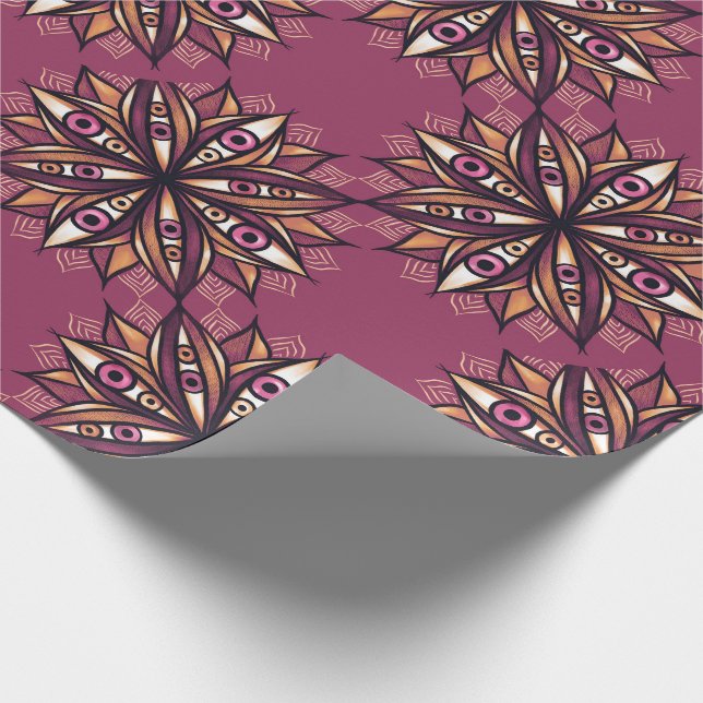 Creepy Eyes Psychedelische Blume Trippy Pink Geschenkpapier (Ecke)
