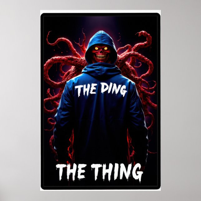 Creepy figure in a hoodie with tentacles and glowi poster (Vorne)
