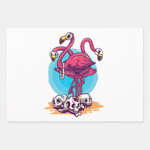 Creepy Flamingo Halloween Horror Skull Geschenkpapier Set