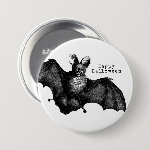 Creepy Flying Vintag Bat Halloween Button