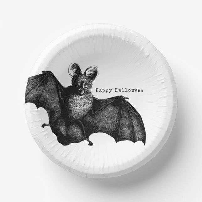 Creepy Flying Vintag Bat Halloween-Party Pappteller (Vorderseite)