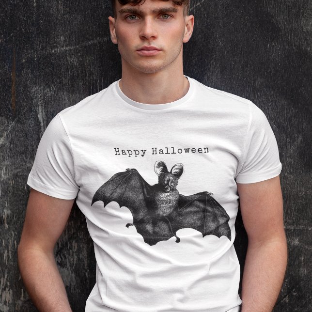 Creepy Flying Vintag Bat Halloween T-Shirt (Von Creator hochgeladen)
