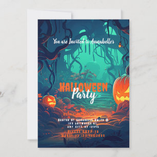 Creepy Forest Jack-O'Lanterns Halloween-Party Einladung
