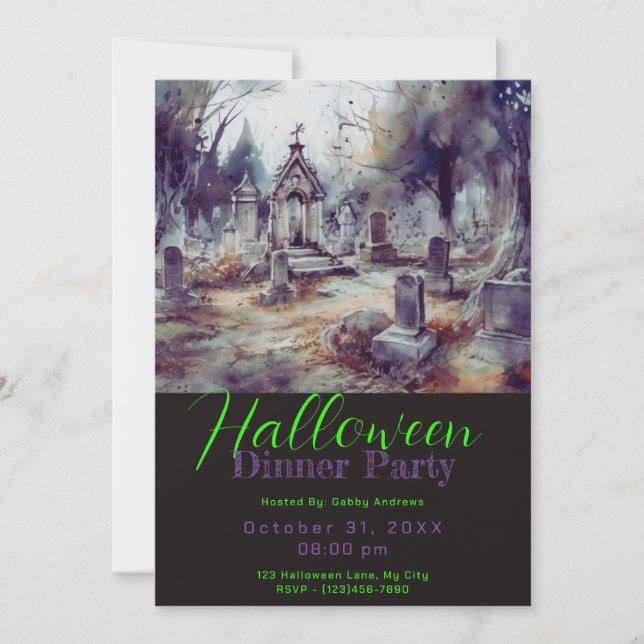 Creepy Friedhof Graves Halloween Party Einladung (Vorderseite)