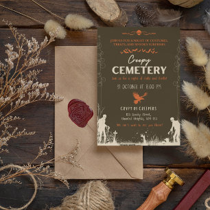 Creepy Friedhof Pearl mit Carrot Orange Akzent Einladung