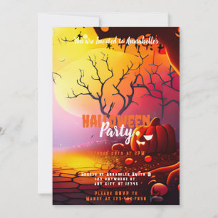 Creepy Full Moon Pumpkins Halloween-Party Einladung