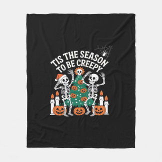 Creepy Funny Skeleton Halloween Spooky Fleecedecke