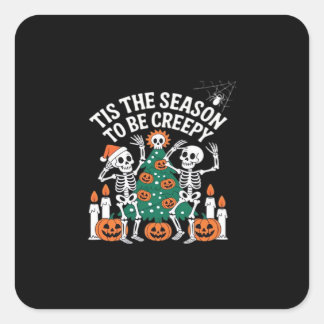 Creepy Funny Skeleton Halloween Spooky Quadratischer Aufkleber
