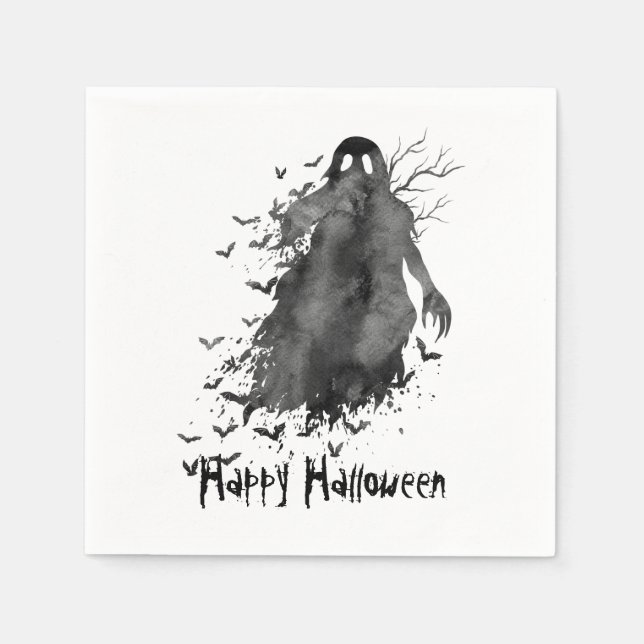Creepy Ghost Halloween Paper Napkins Serviette (Vorderseite)