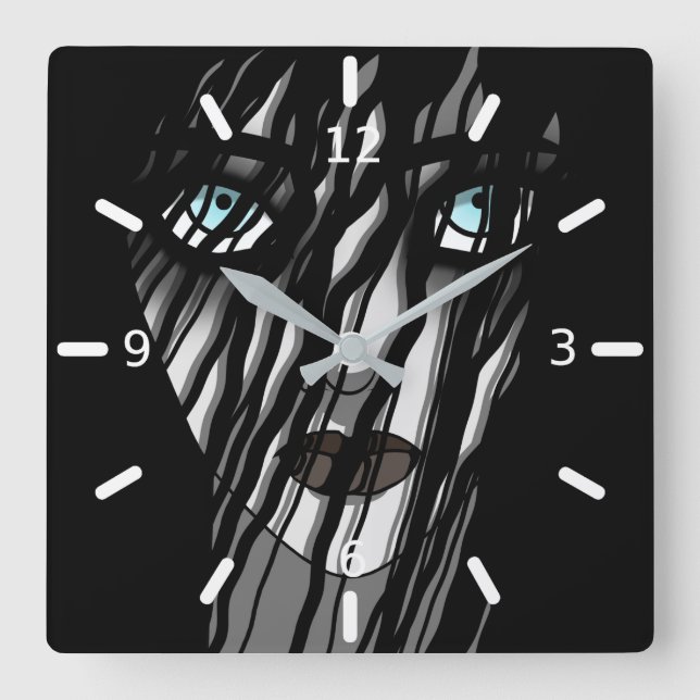 Creepy Ghost Lady Quadratische Wanduhr (Vorderseite)