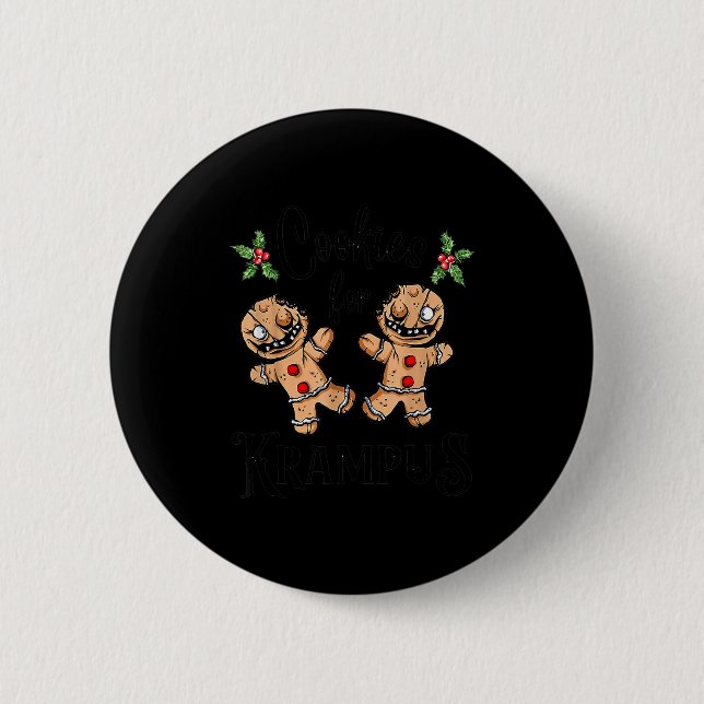 Creepy Gingerbread Cookies For Krampus Xmas Goth H Button (Vorderseite)