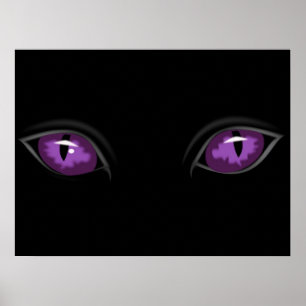 Creepy Glossy Animal oder Cat Eyes Dunkel Nacht Poster
