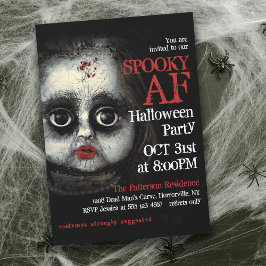 Creepy Goth Doll Spooky AF Halloween Party Einladung