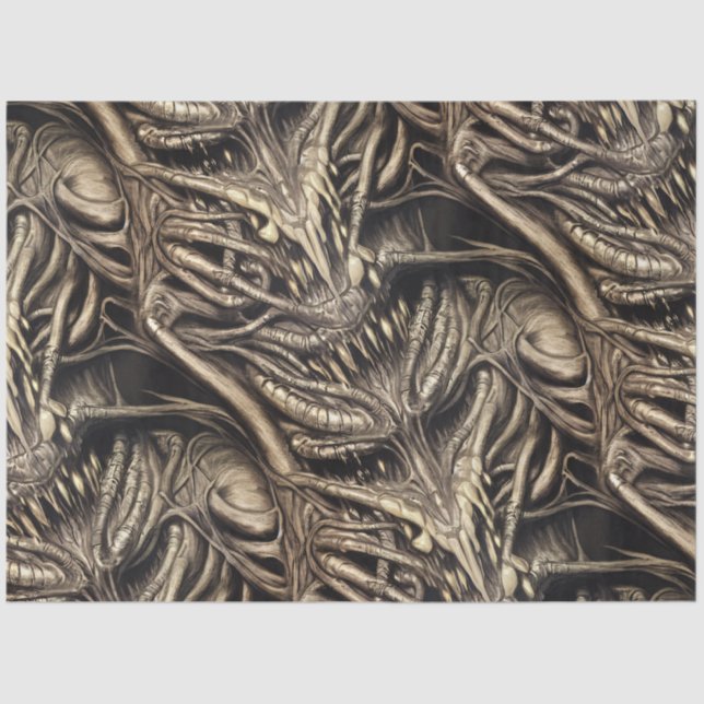 Creepy Gothic Horror Demon Biomatter Seidenpapier (Vorderseite)