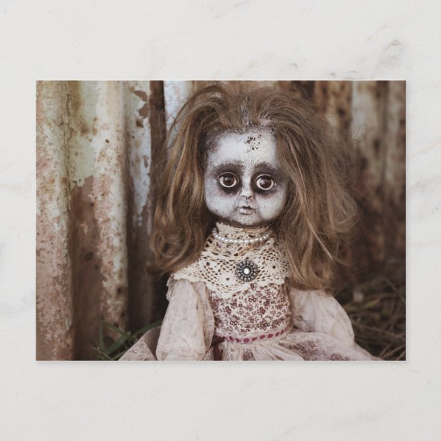 Creepy Gothic Porcelain Puppe Viktorianisch Goth Postkarte (Vorderseite)
