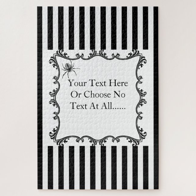Creepy Gothic Spider Drawing Black & White Stripes Puzzle (Vertikal)