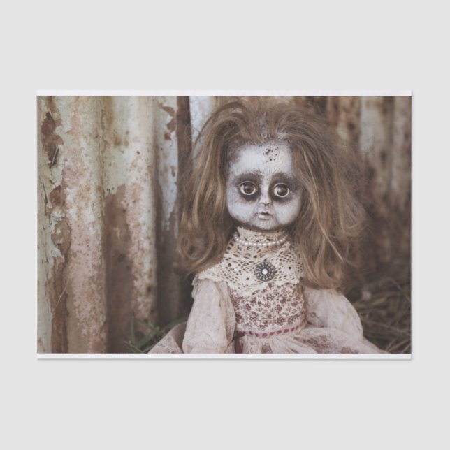 Creepy gotische Porzellan-Puppe viktorianisches Seidenpapier (Vorderseite)