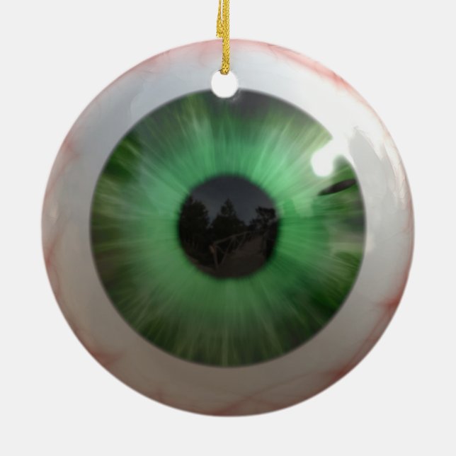 Creepy Green Eyeball Keramikornament (Hinten)