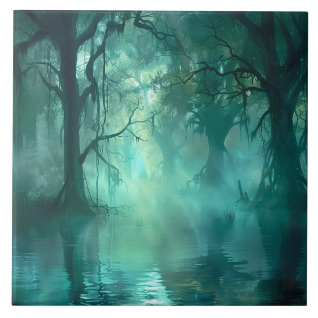 Creepy Green Swamp Fliese (Vorderseite)