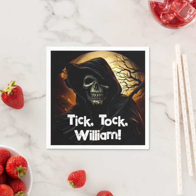 Creepy Grim Sensenmann Geburtstag Serviette (Beispiel)