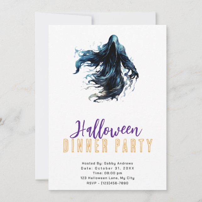 Creepy Grim Sensenmann Halloween Abendessen Party Einladung (Vorderseite)
