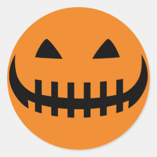 Creepy Grinning Pumpkin Face Sticker