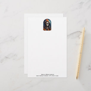 Creepy Grinning Skeleton Halloween Briefpapier