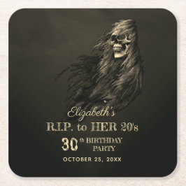 Creepy Hair Skull RIP zu ihrer 20er Geburtstagspar Rechteckiger Pappuntersetzer