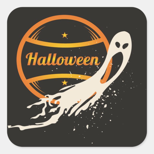 Creepy Halloween Ghost Quadratischer Aufkleber (Vorderseite)