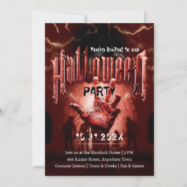Creepy Halloween Party Zombies Red Scary Night Einladung