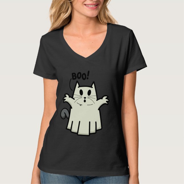 Creepy Halloween Peeking Black Cat for Feline T-Shirt (Vorderseite)