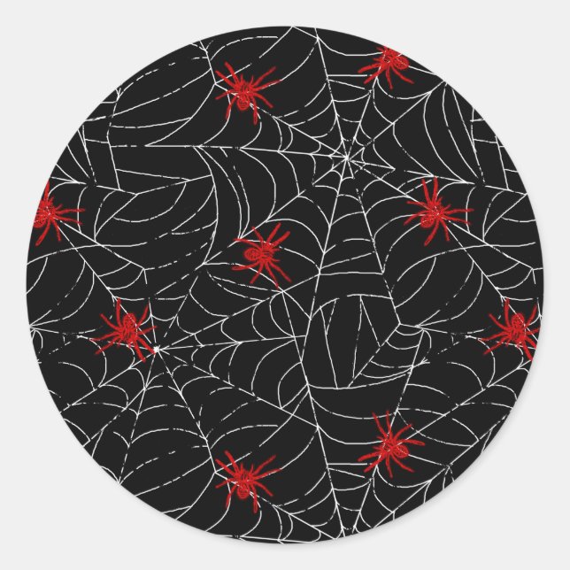 Creepy Halloween Spider Web Runder Aufkleber (Vorderseite)