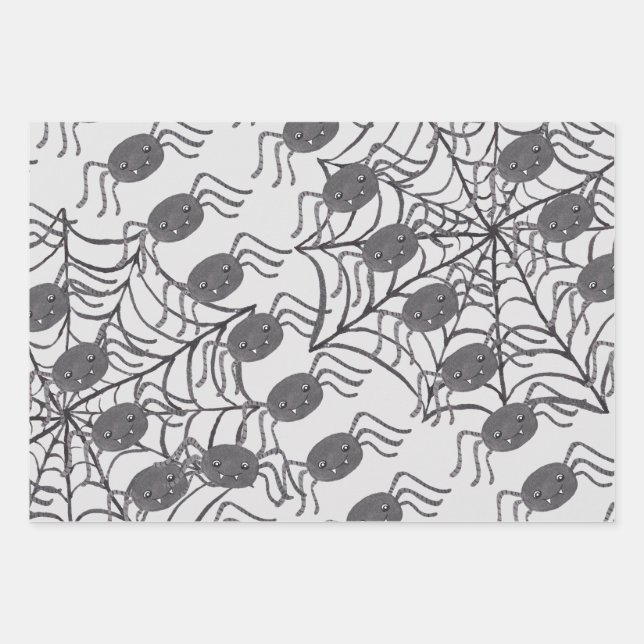 Creepy Halloween Thema Bats Pumpkins Geister Geschenkpapier Set (Vorderseite 3)