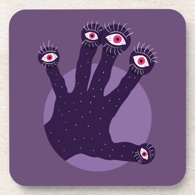 Creepy Hand hat seltsame Flügel mit Augen Getränkeuntersetzer (Vorderseite)